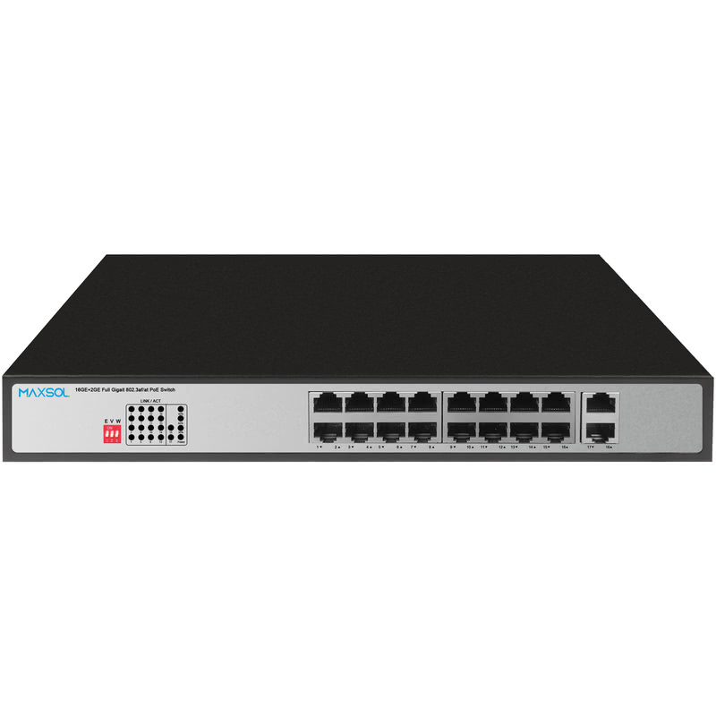 16-Port-Gigabit-PoE+-Switch, 300 W, 2 Uplinks