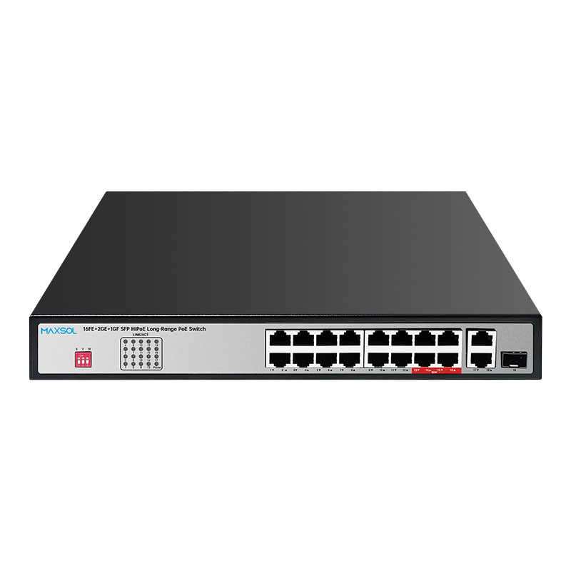 16-Port-Hi-PoE-Switch mit 200 W und 2GE-/SFP-Uplinks