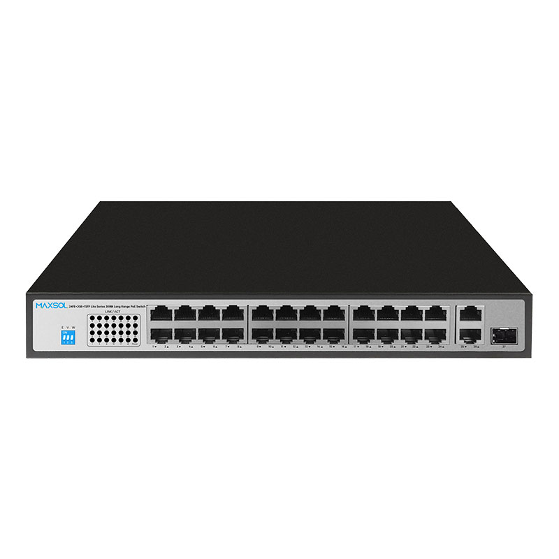 24-Port-Fast-Ethernet-PoE+-Switch mit Gigabit-Uplinks