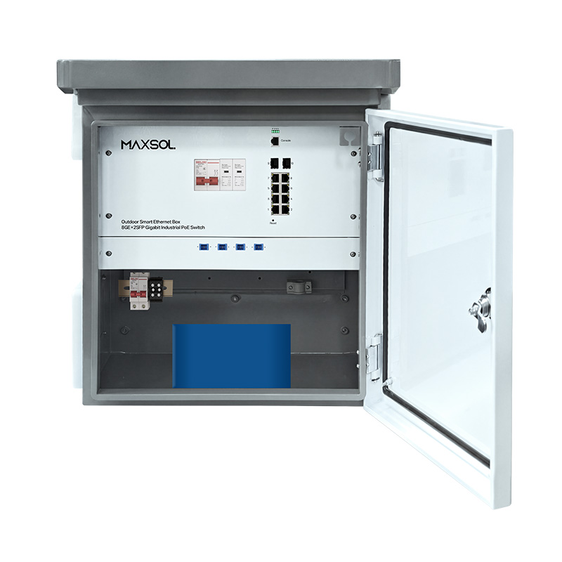 Gemanagte industrielle PoE-Switchbox für den Außenbereich, 8GE+2GF, 288-Wh-Akku