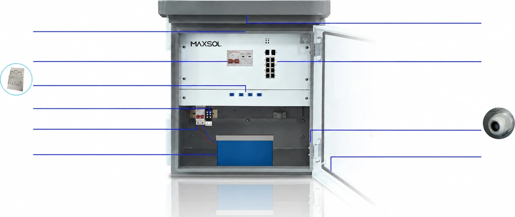 MAXSOL Smart Box mit nummerierten Bauteilhinweisen